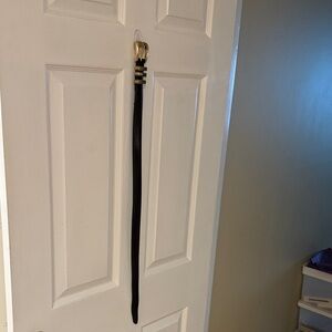 Brighton Black Leather Belt with Gold Details